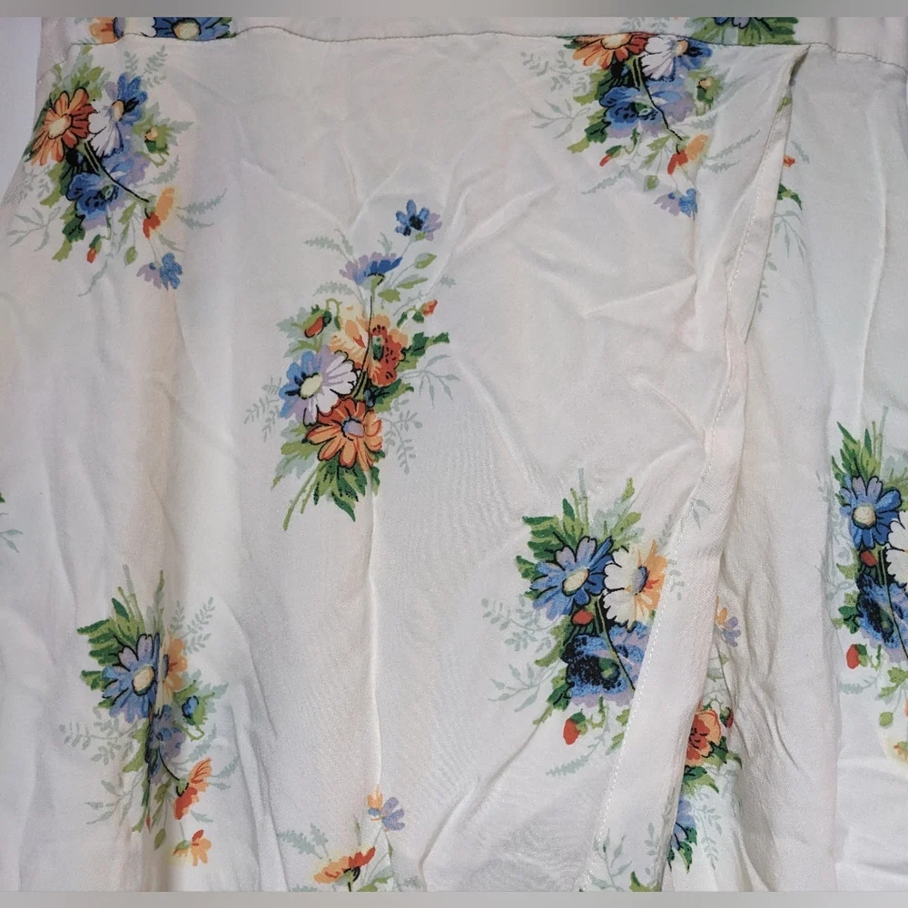 Madewell Magdalena Floral Wrap Cream Flutter Sleeve Midi Dress Size 4 Boho